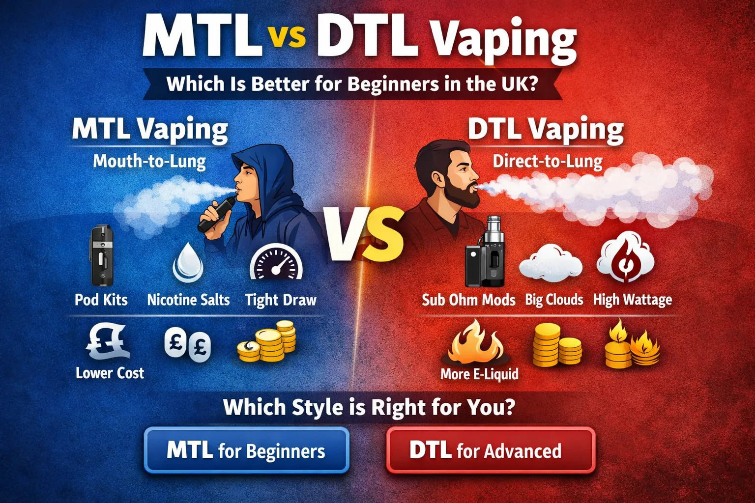 best dtl vape MTL vs Vaping for Beginners UK | Which Is Better? Reliable Vape Mod REDBULL ICE - 7000+ Resistance:0.6OHM
