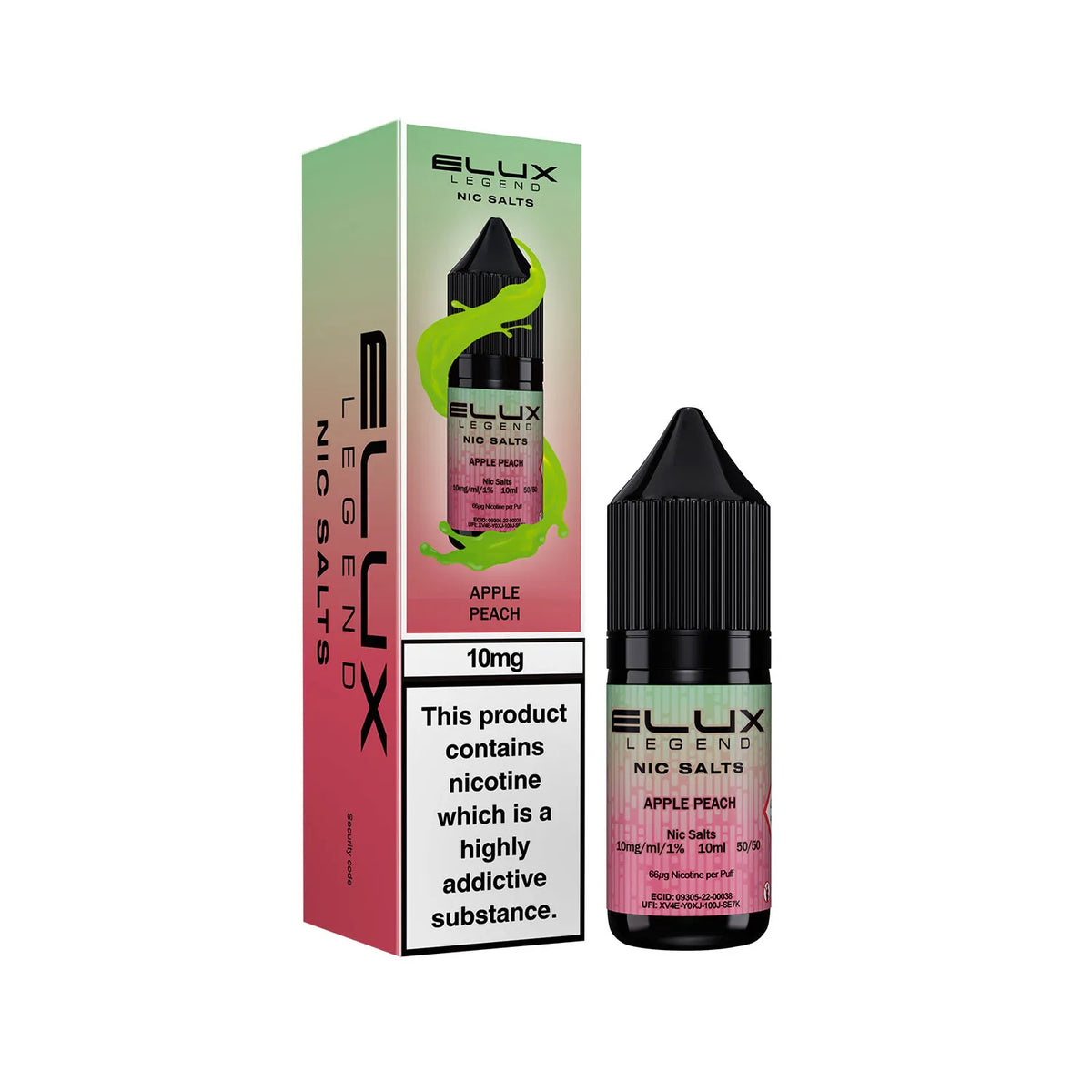 10mg Apple Peach Flavour Elux Legend Nic Salts E-Liquid