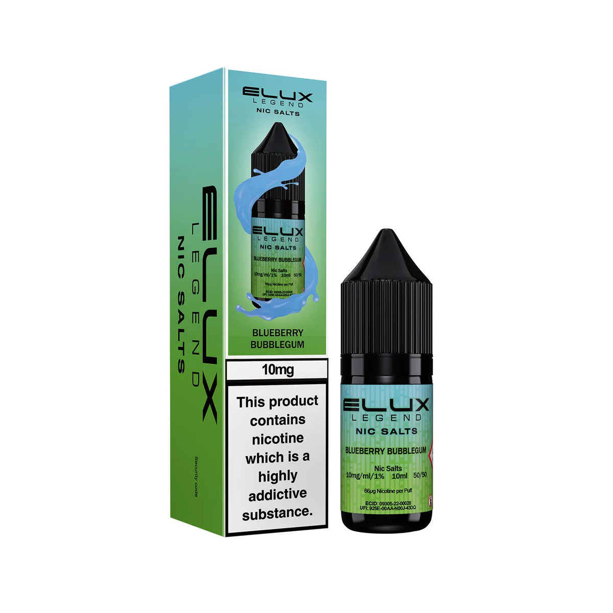 10mg Blueberry Bubblegum Flavour Elux Legend Nic Salts E-Liquid