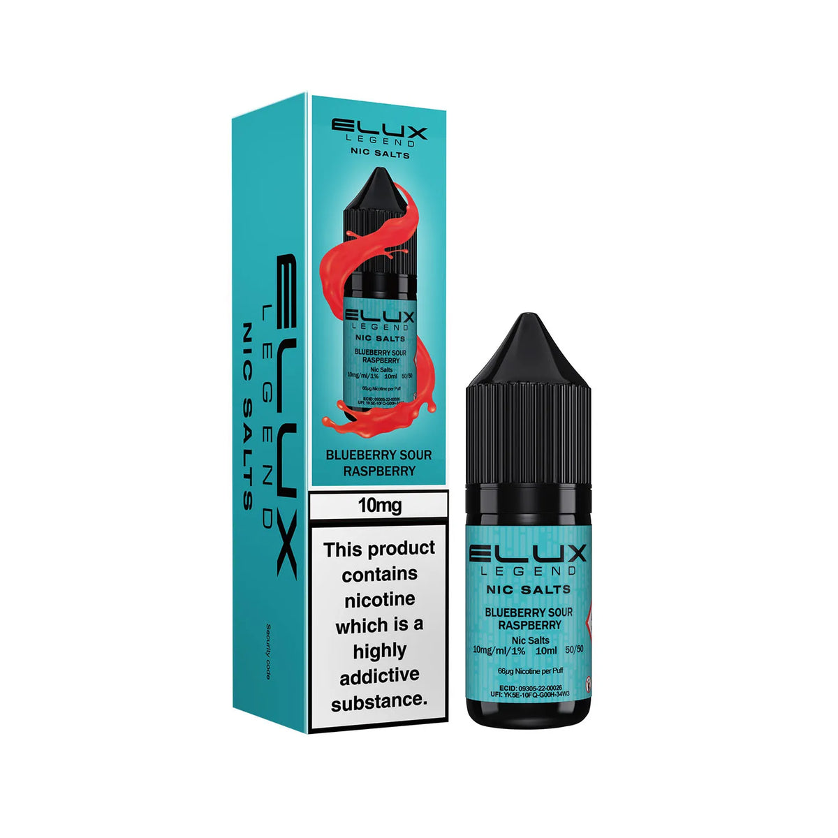 10mg Blueberry Sour Raspberry Flavour Elux Legend Nic Salts E-Liquid