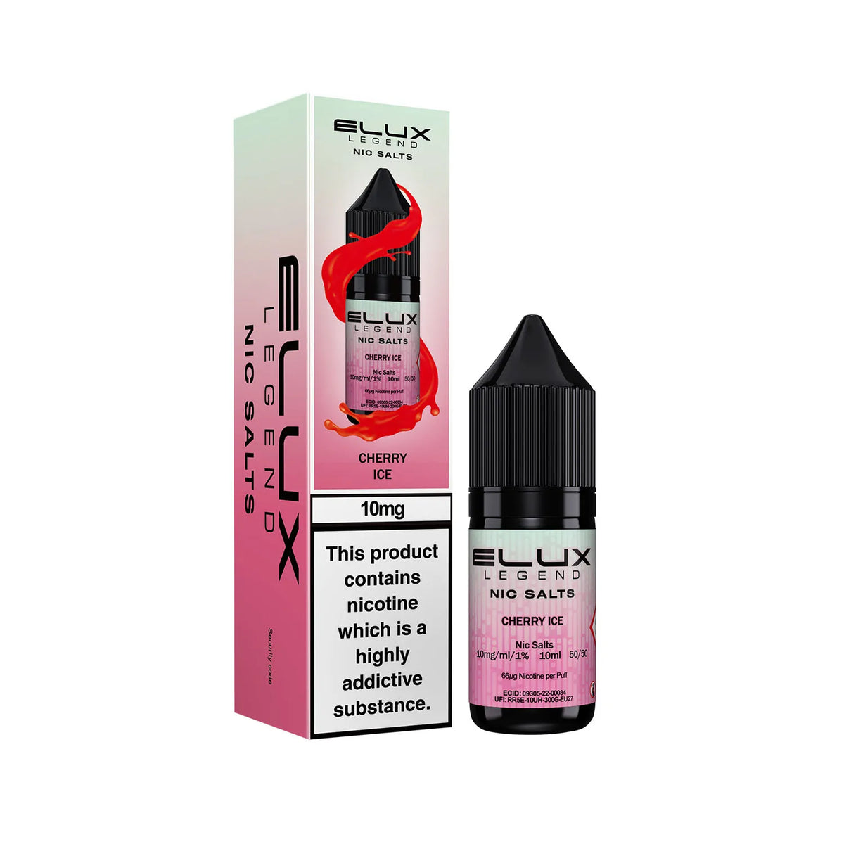 10mg Cherry Ice Flavour Elux Legend Nic Salts E-Liquid