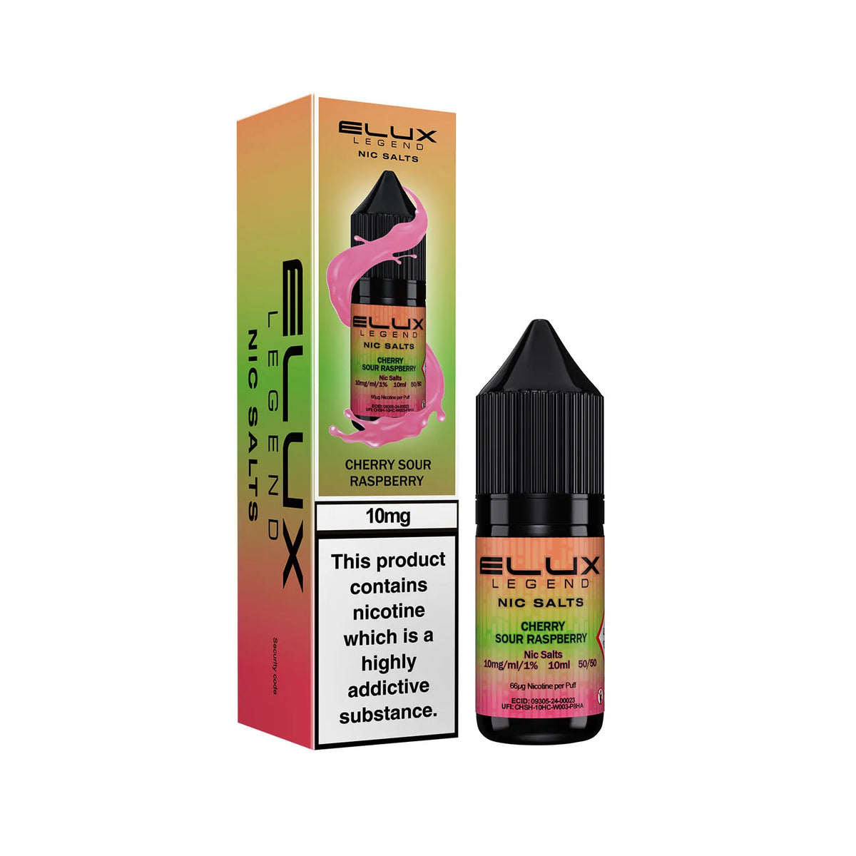 10mg Cherry Sour Raspberry Flavour Elux Legend Nic Salts E-Liquid