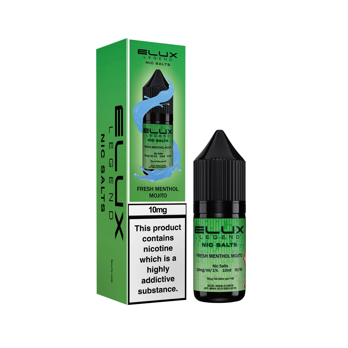 10mg Fresh Menthol Mojito Flavour Elux Legend Nic Salts E-Liquid