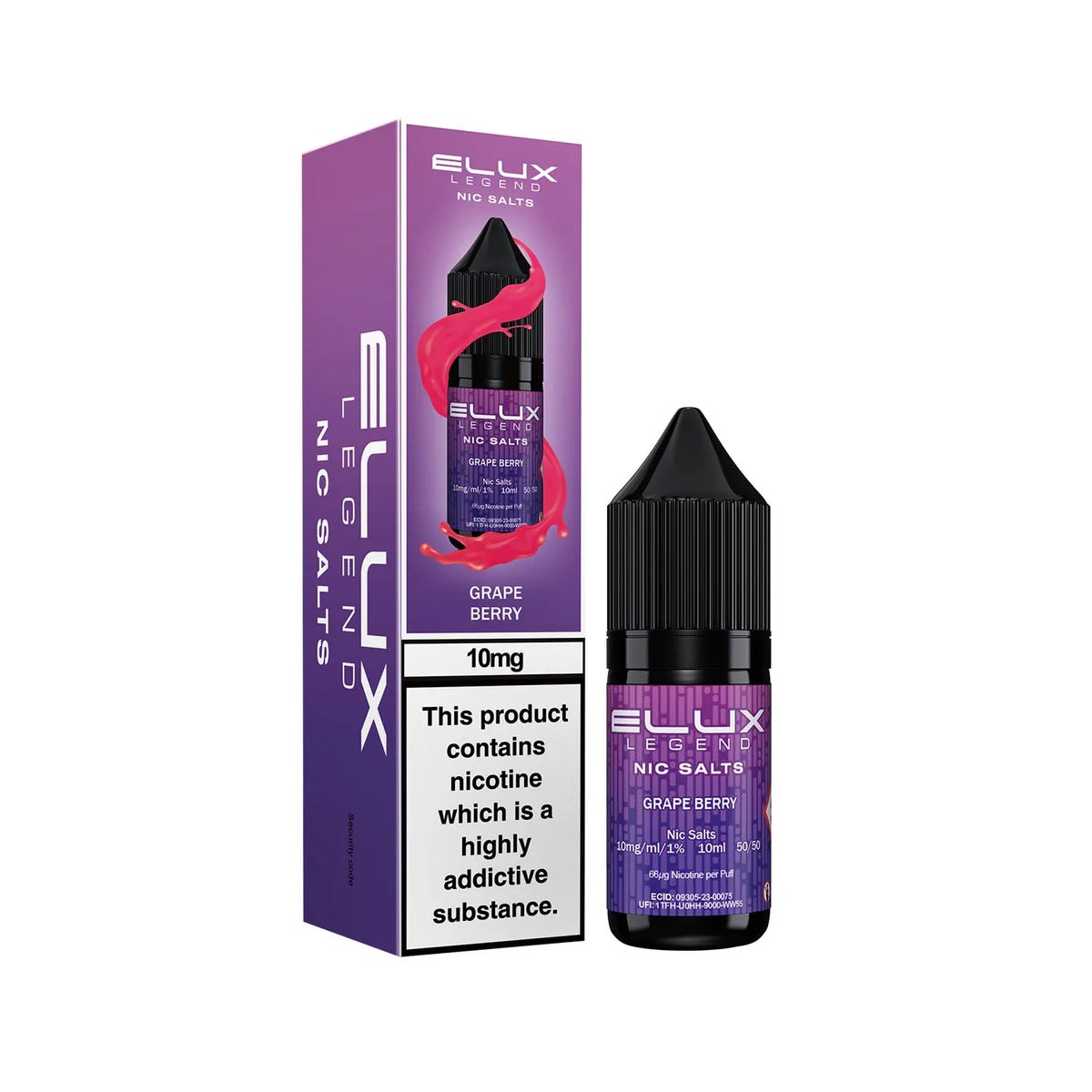 10mg Grape Berry Flavour Elux Legend Nic Salts E-Liquid