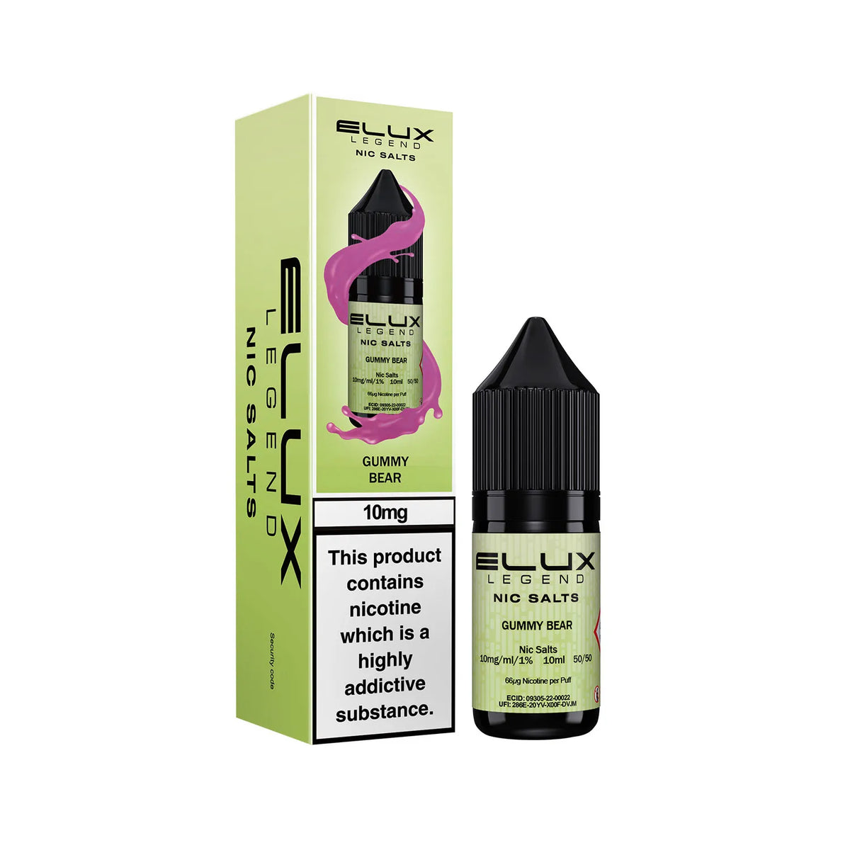 10mg Gummy Bear Flavour Elux Legend Nic Salts E-Liquid