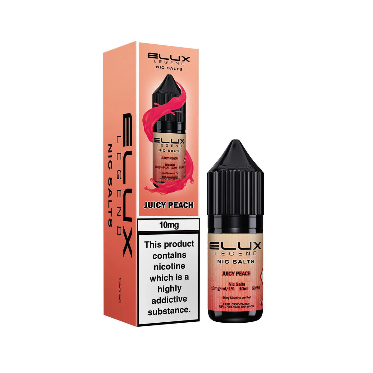 10mg Juicy Peach Flavour Elux Legend Nic Salts E-Liquid