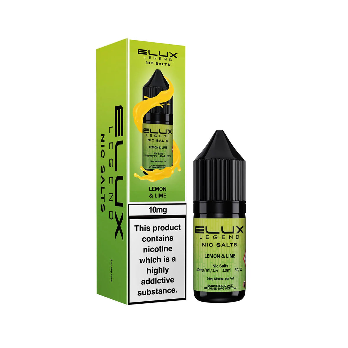 10mg Lemon and Lime Flavour Elux Legend Nic Salts E-Liquid