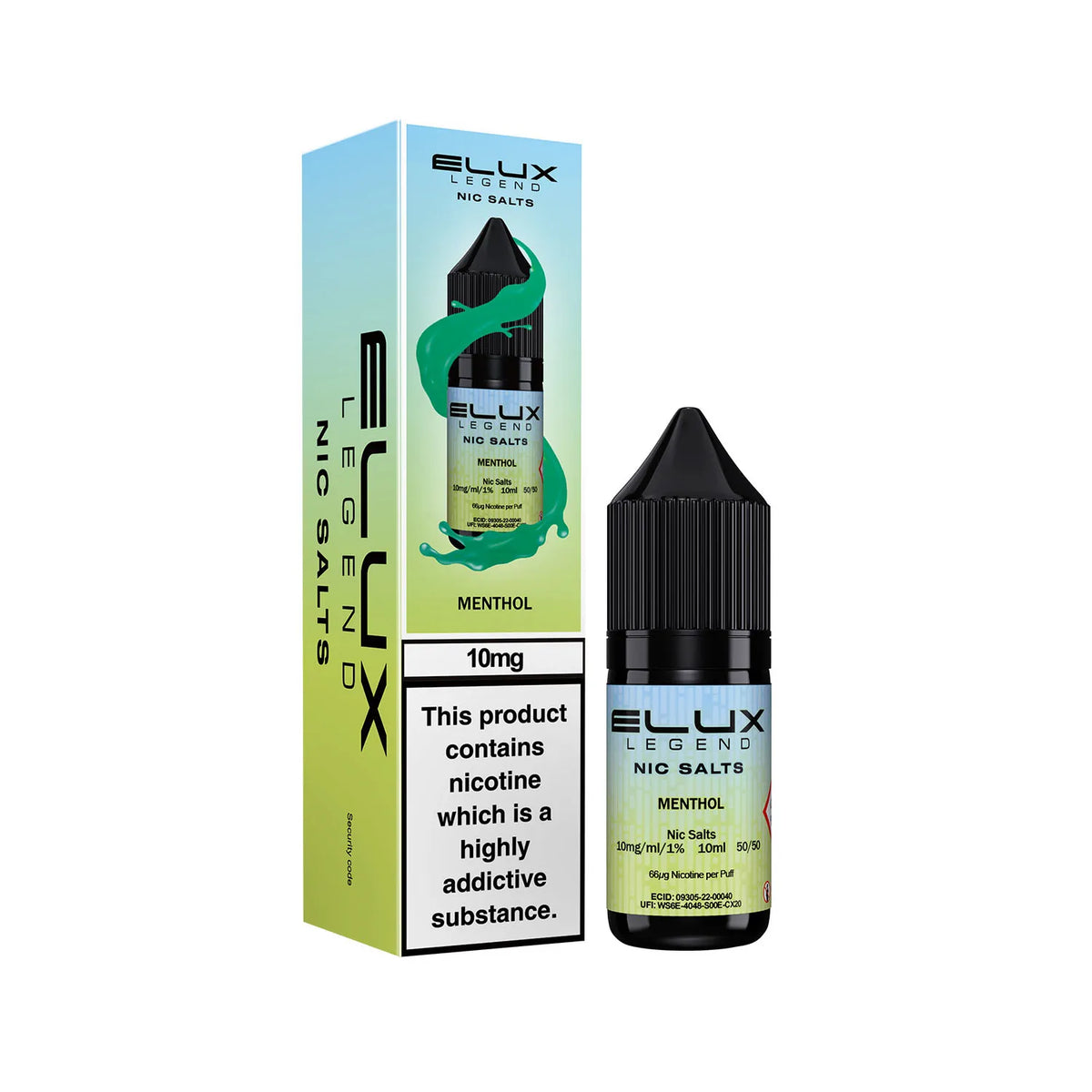 10mg Menthol Flavour Elux Legend Nic Salts E-Liquid