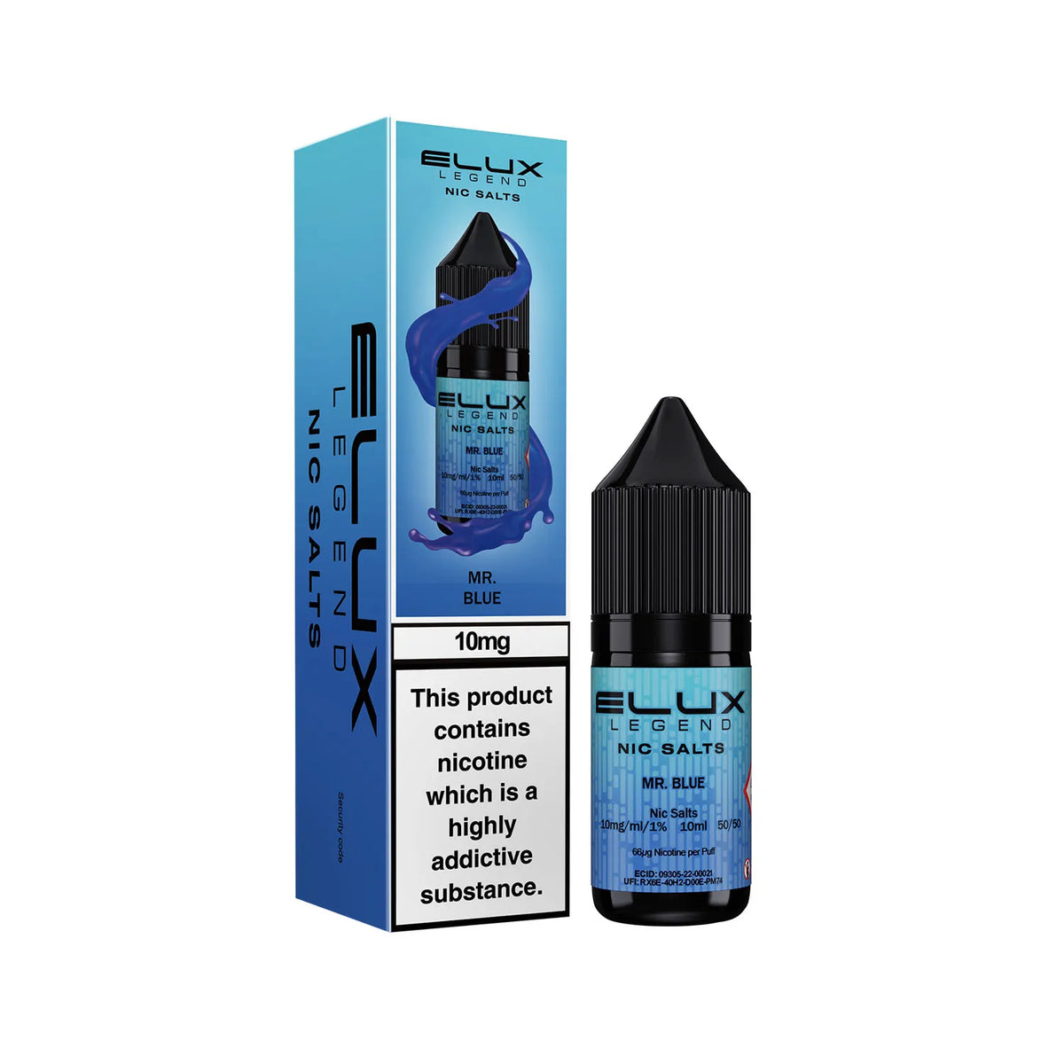 10mg Mr Blue Flavour Elux Legend Nic Salts E-Liquid