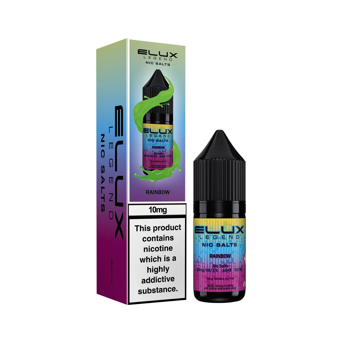 10mg Rainbow Flavour Elux Legend Nic Salts E-Liquid