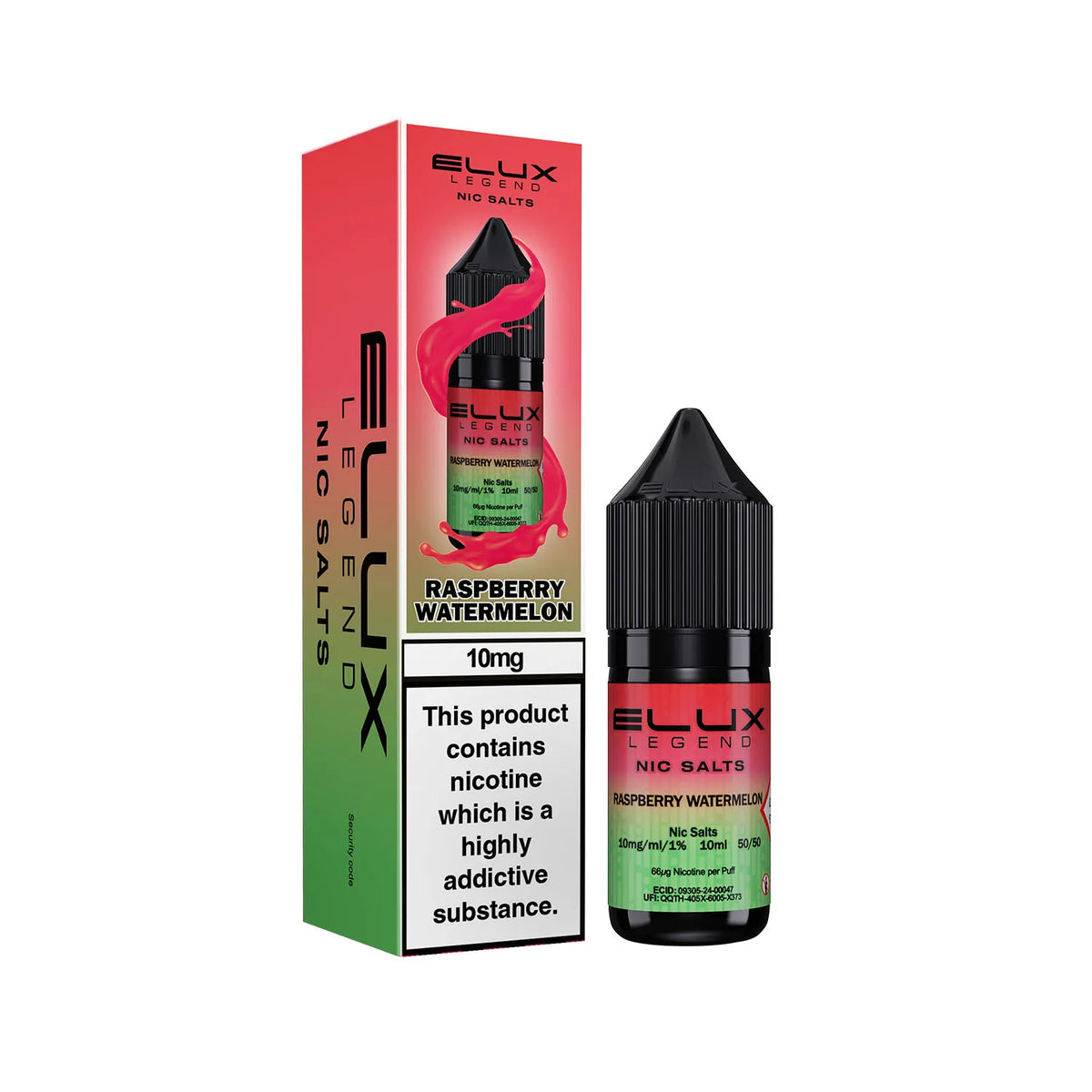 10mg Raspberry Watermelon Flavour Elux Legend Nic Salts E-Liquid
