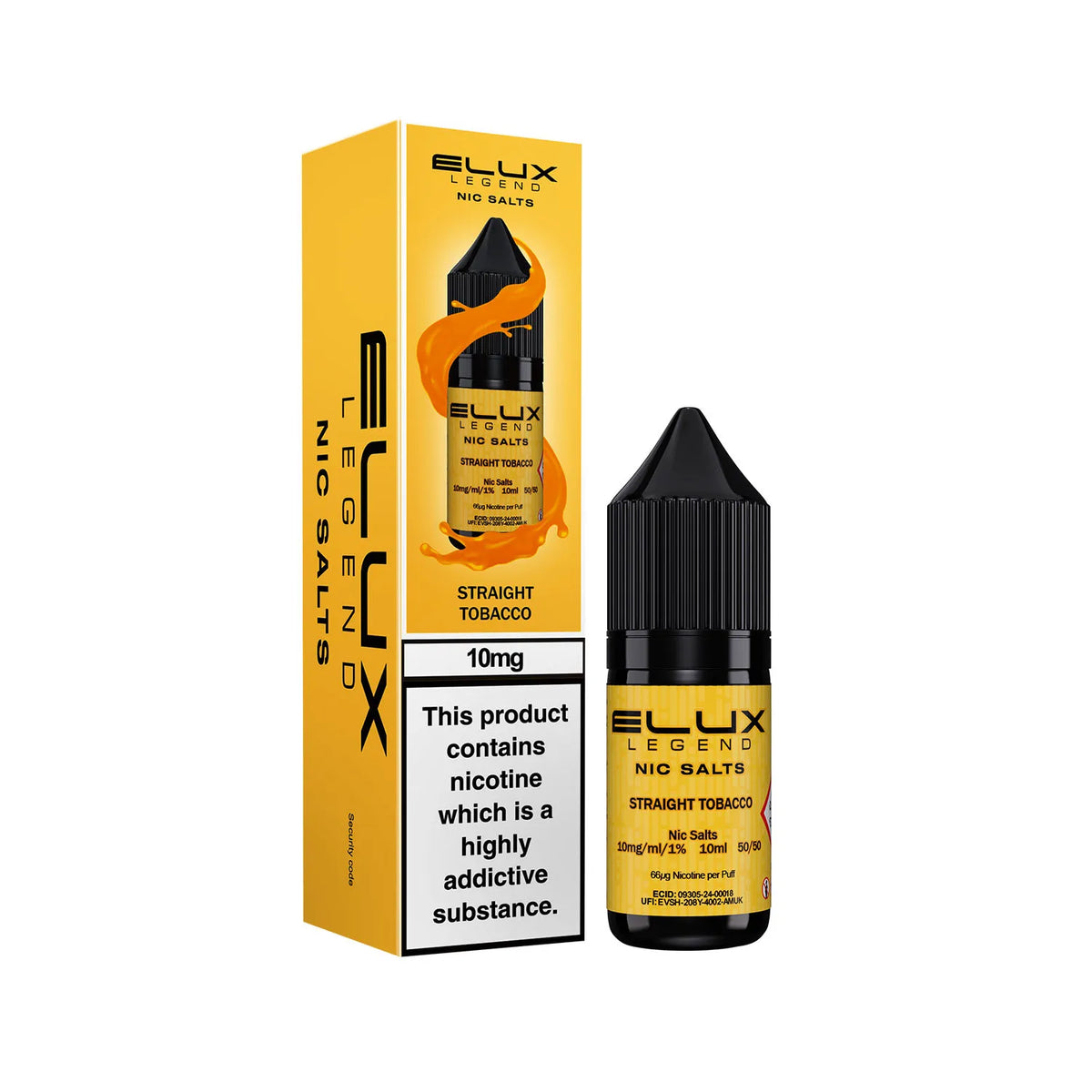 10mg Straight Tobacco Flavour Elux Legend Nic Salts E-Liquid