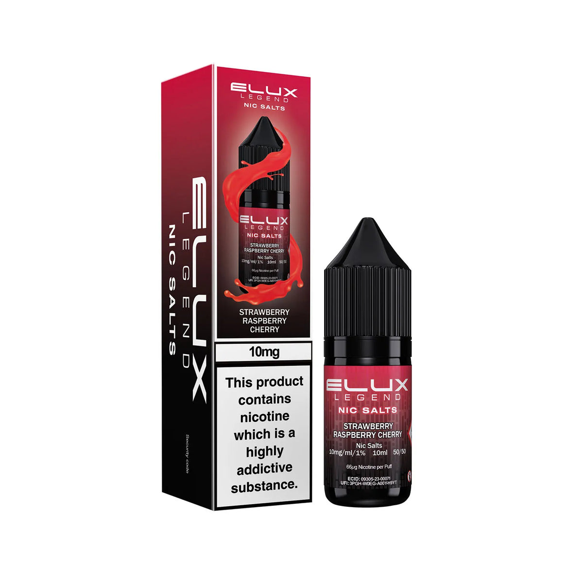 10mg Strawberry Raspberry Cherry Flavour Elux Legend Nic Salts E-Liquid