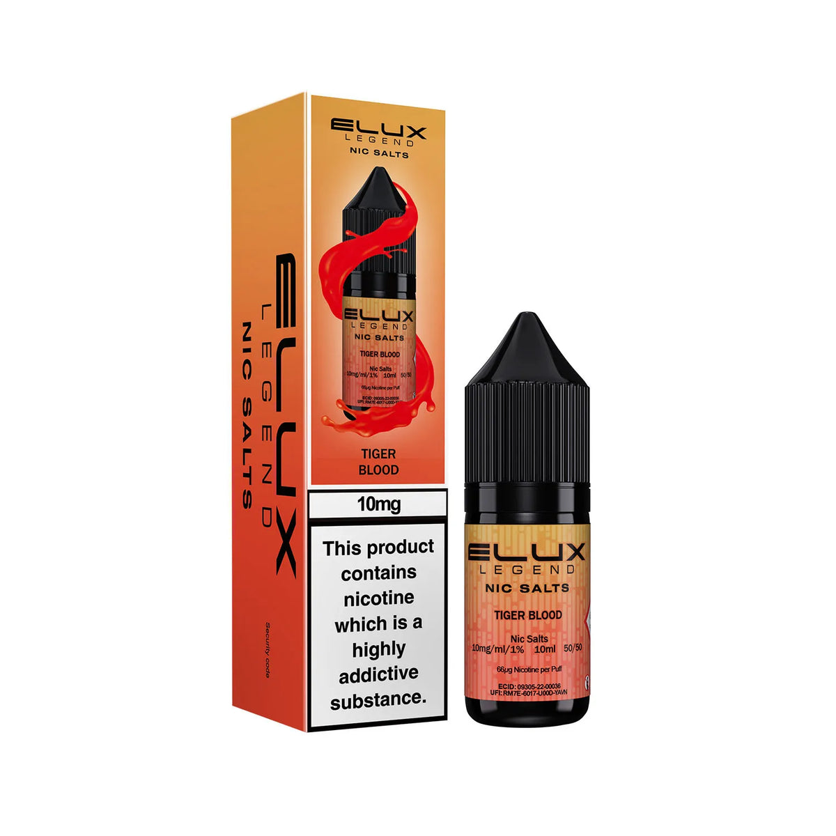 10mg Tiger Blood Flavour Elux Legend Nic Salts E-Liquid