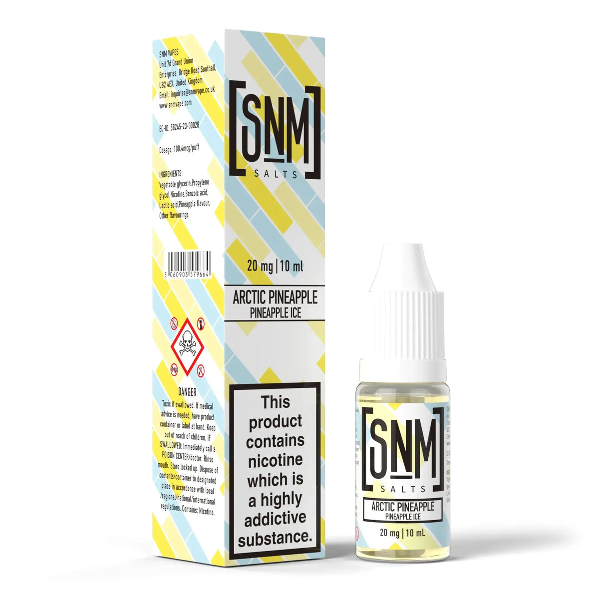 10mg and 20mg Arctic Pineapple Flavour SNM Vapes Nic Salts E-liquid