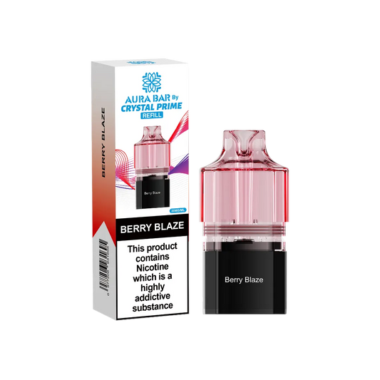 berry blaze flavour aura bar by crystal prime 10k pre-filled replacement pods