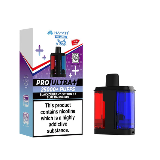 Blackcurrant Cotton K Blue Raspberry Hayati Pro Ultra Plus 25k Pre-filled Replacement Pods and Hayati 25000 Pod Refills