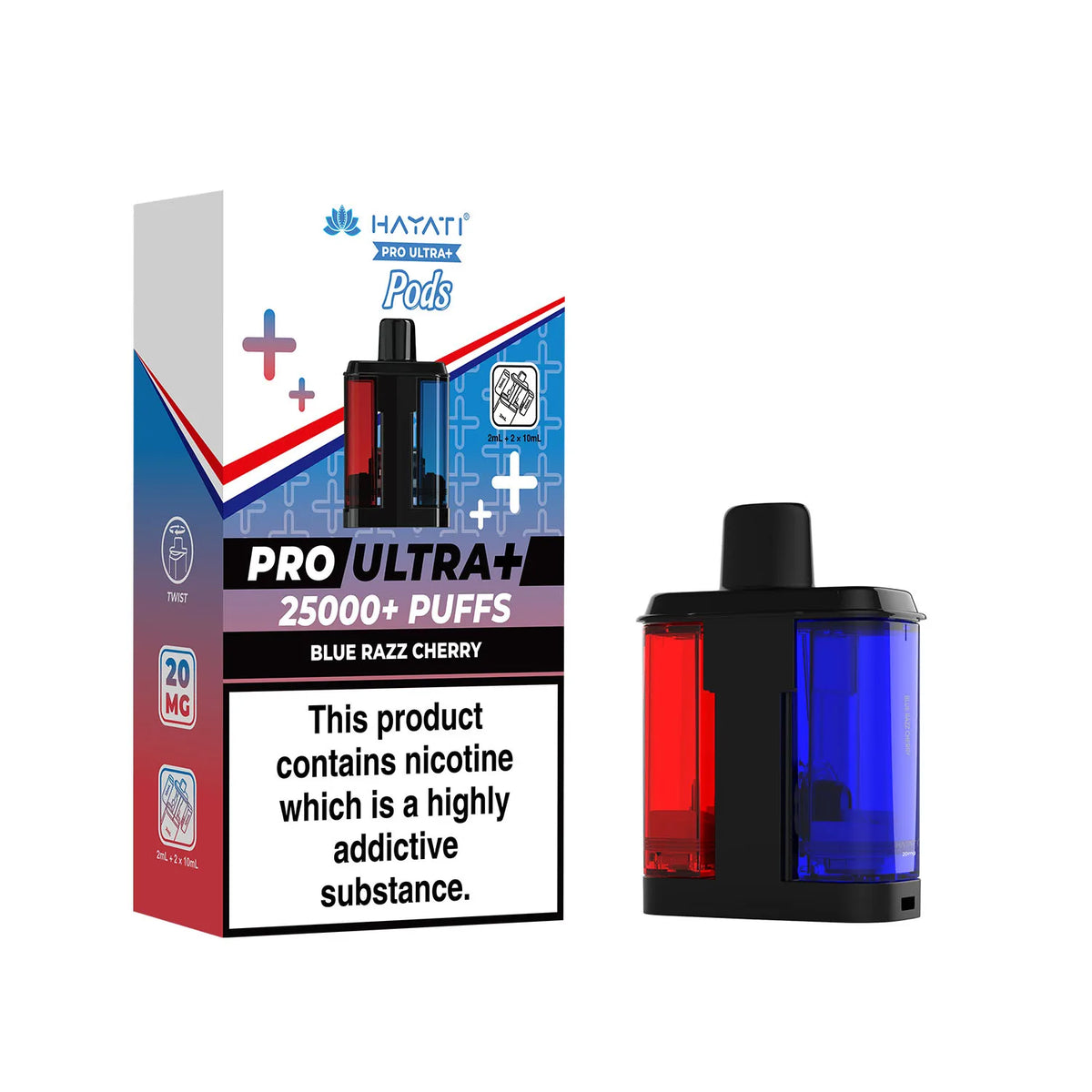 Blue Razz Cherry Hayati Pro Ultra Plus 25k Pre-filled Replacement Pods and Hayati 25000 Pod Refills