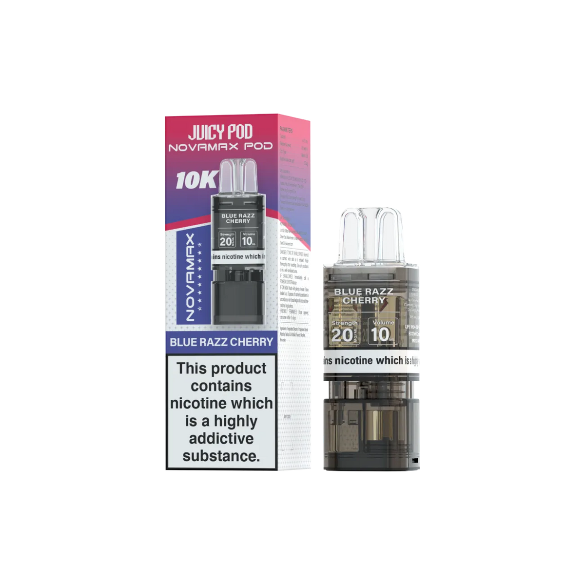 Juicy Pod Novamax Pod 10K pre-filled pod in Blue Razz Cherry flavour