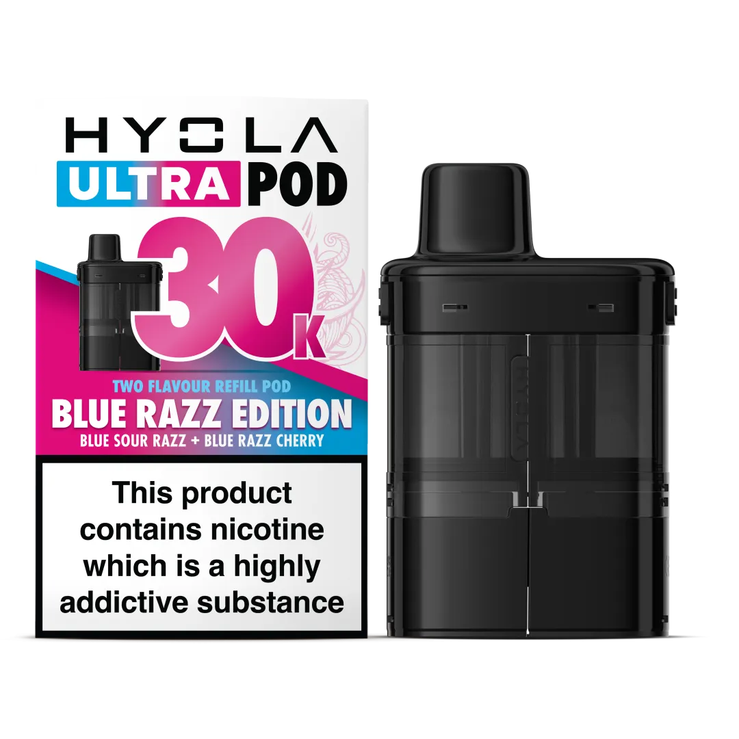 Blue Razz Edition Flavour Hyola 30k Pre-filled replacement pods and Hyola 30000 Refill Pods