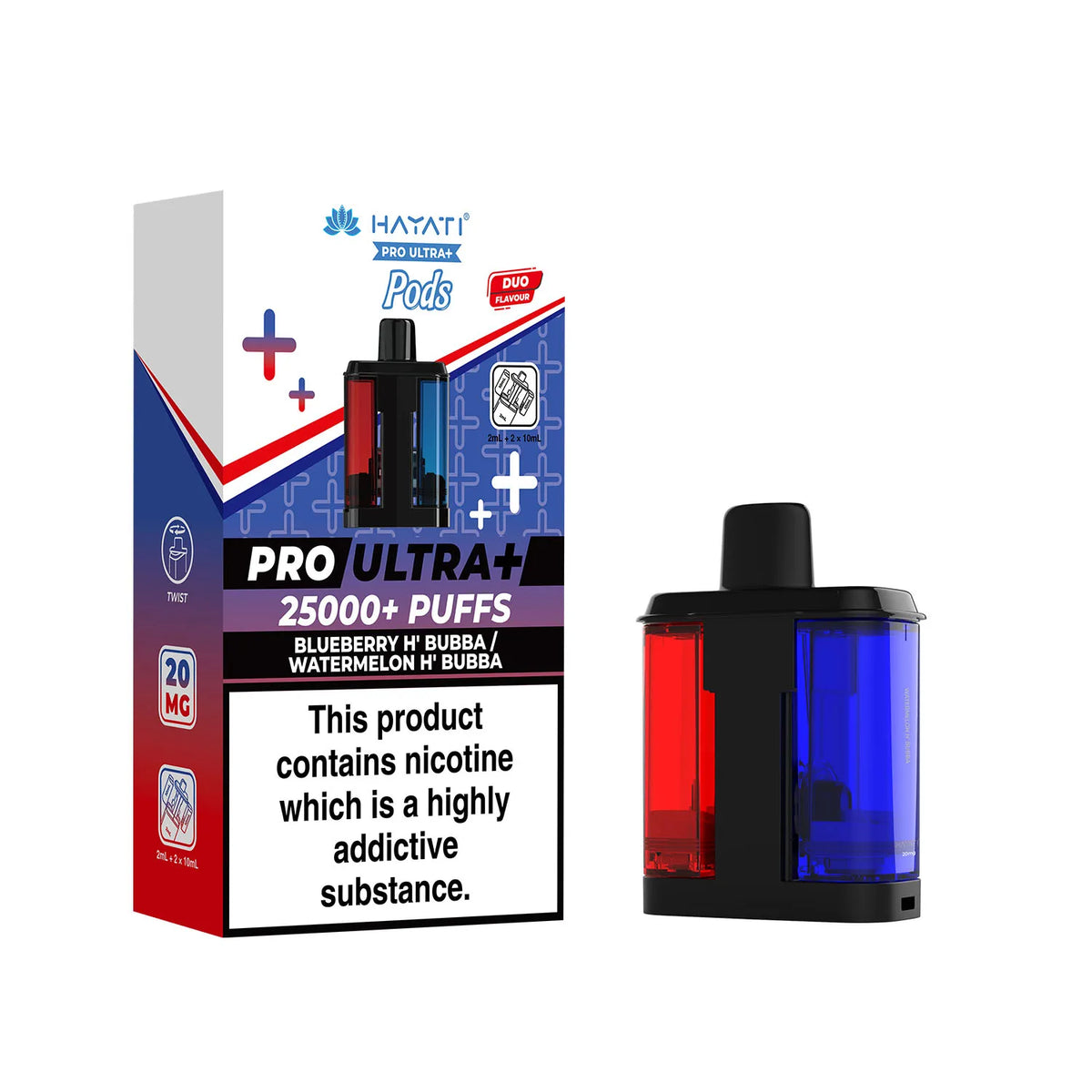 Blueberry H Bubba Watermelon H Bubba Hayati Pro Ultra Plus 25k Pre-filled Replacement Pods and Hayati 25000 Pod Refills
