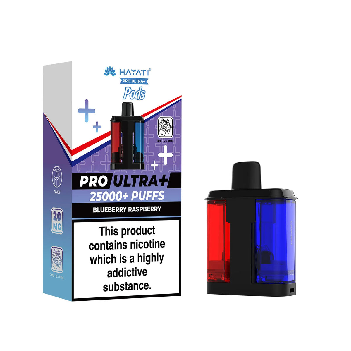 Blueberry Raspberry Hayati Pro Ultra Plus 25k Pre-filled Replacement Pods and Hayati 25000 Pod Refills