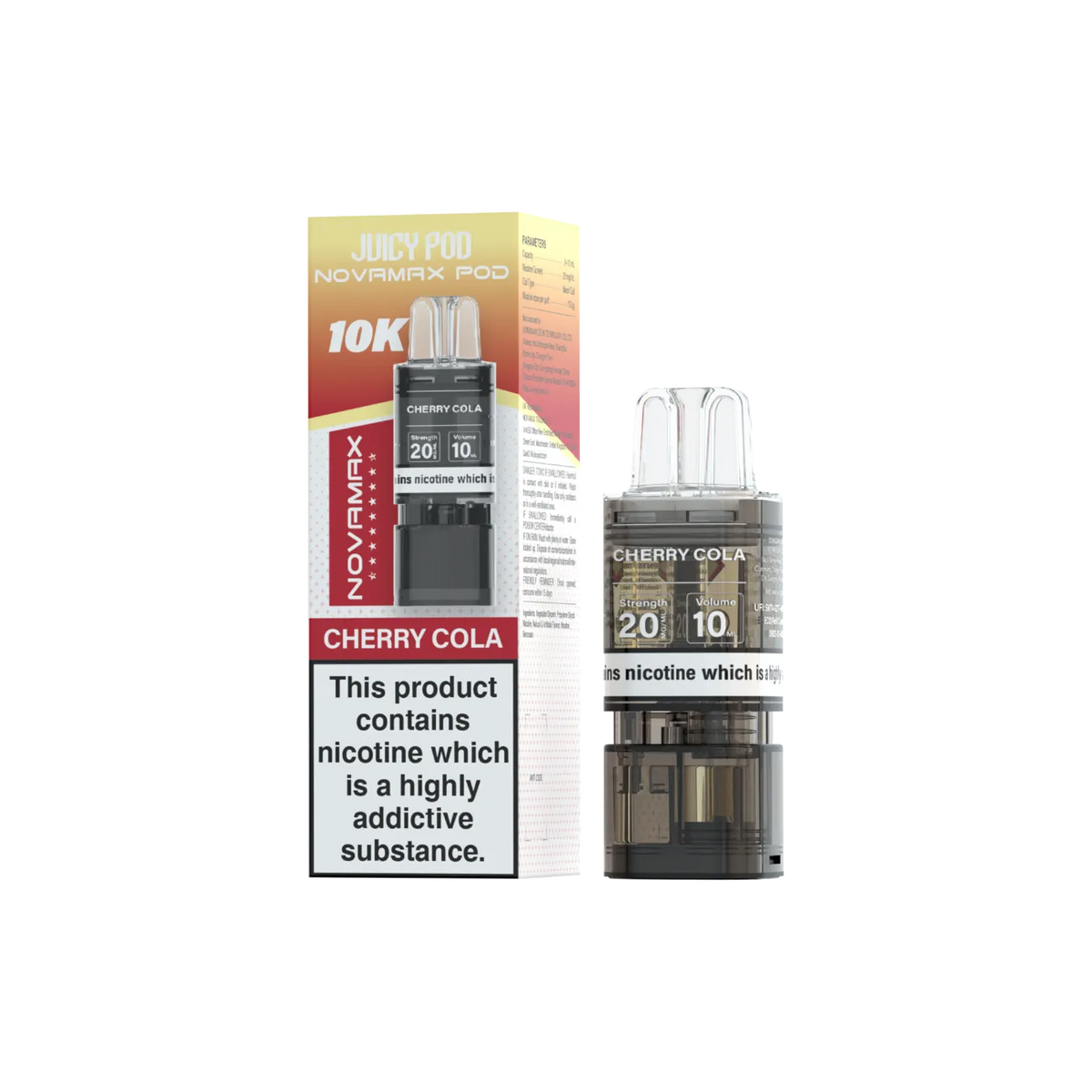 Juicy Pod Novamax Pod 10K pre-filled pod in Cherry Cola flavour