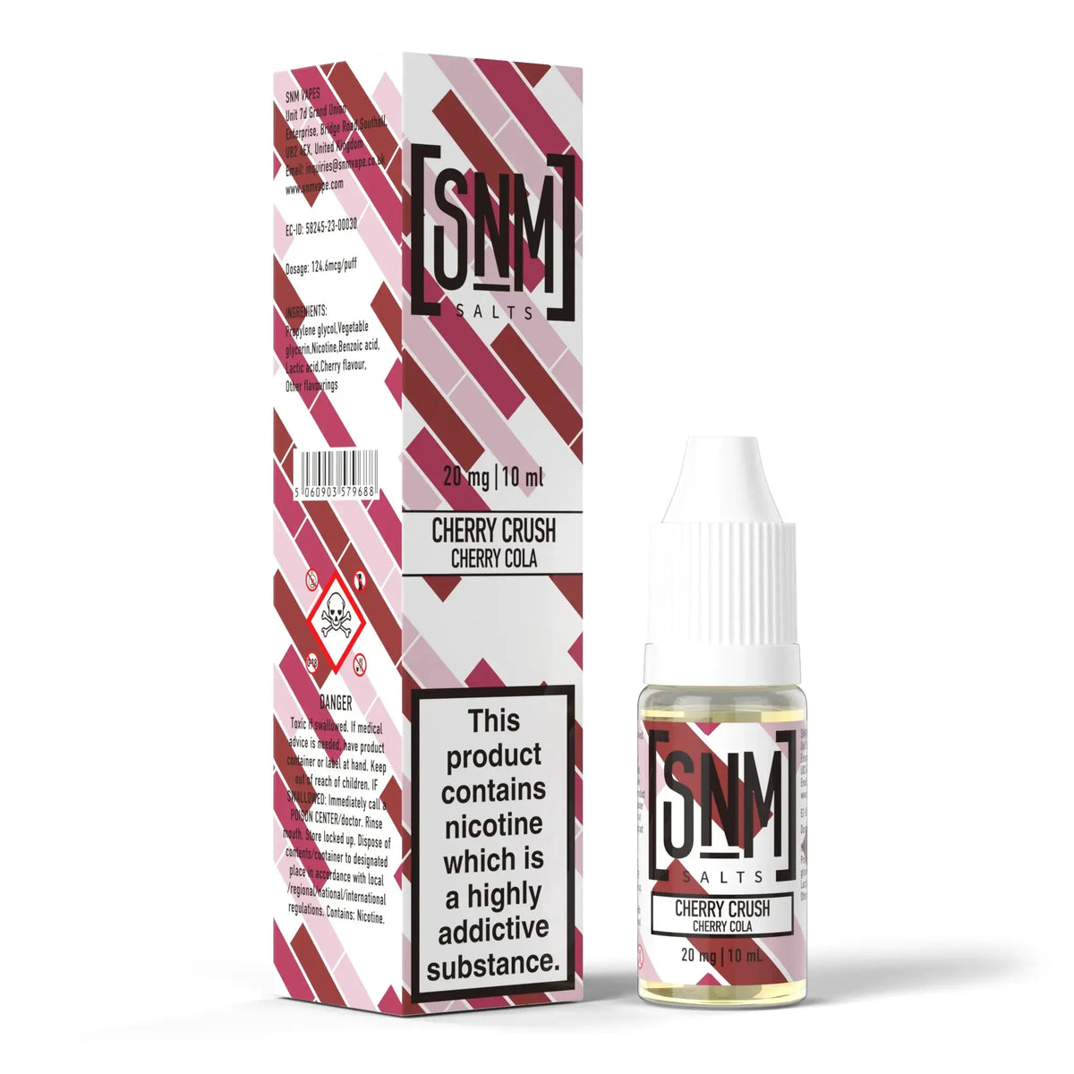 10mg and 20mg Cherry Crush Flavour SNM Vapes Nic Salts E-liquid