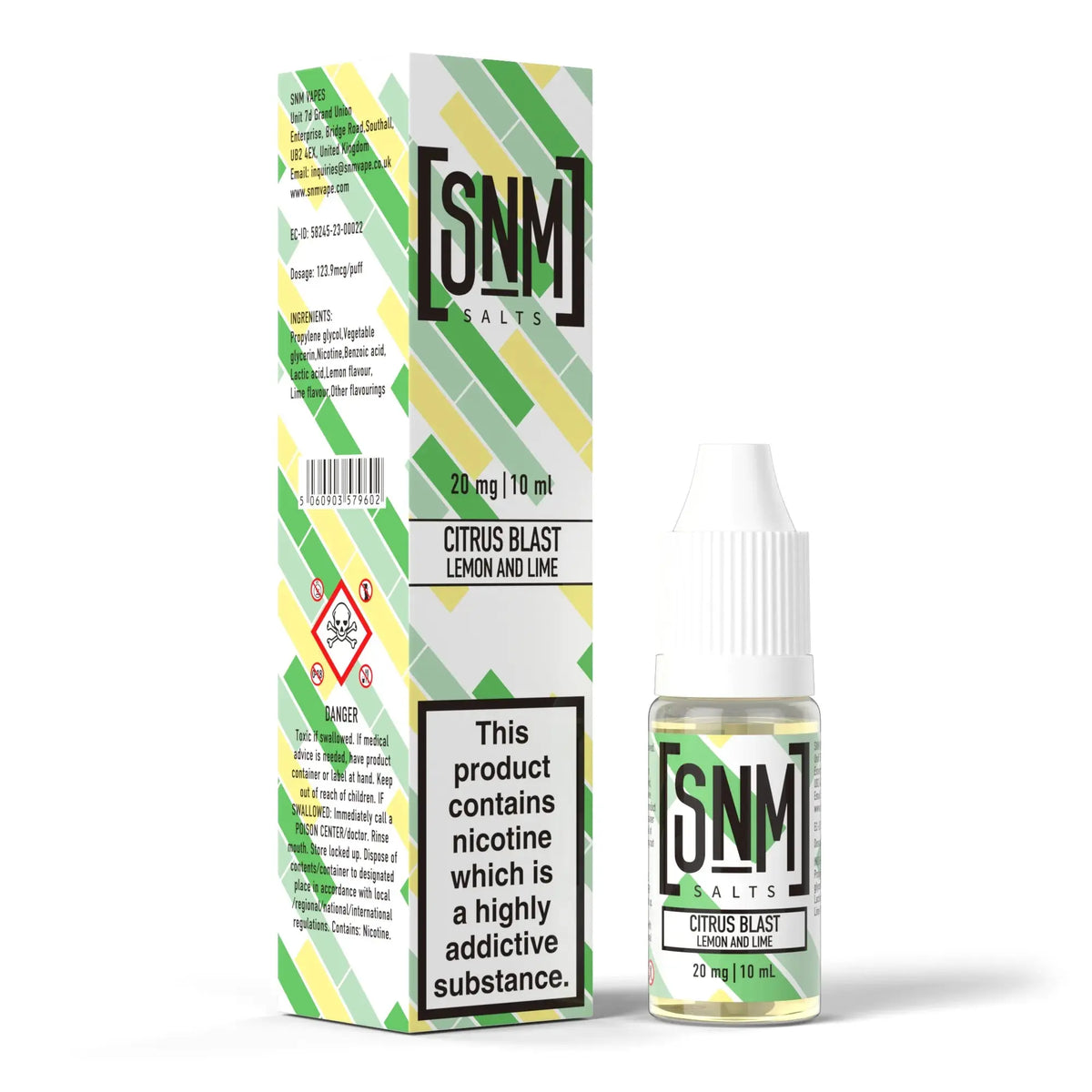 10mg and 20mg Citrus Blast Flavour SNM Vapes Nic Salts E-liquid