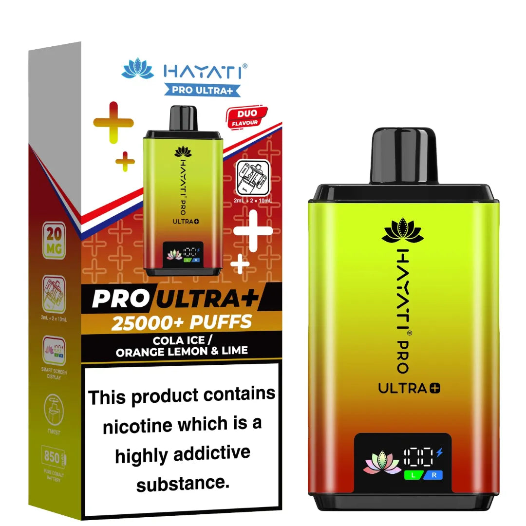 Cola Ice and Orange Lemon Lime Flavour Hayati Pro Ultra Plus 25k Puff Prefilled Pod Kit