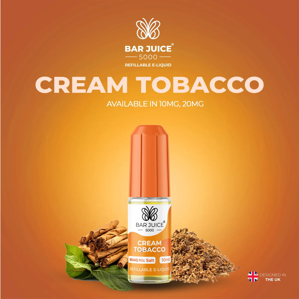 10mg and 20mg Cream Tobacco Flavour Bar Juice 5000 Nic Salts E-liquid