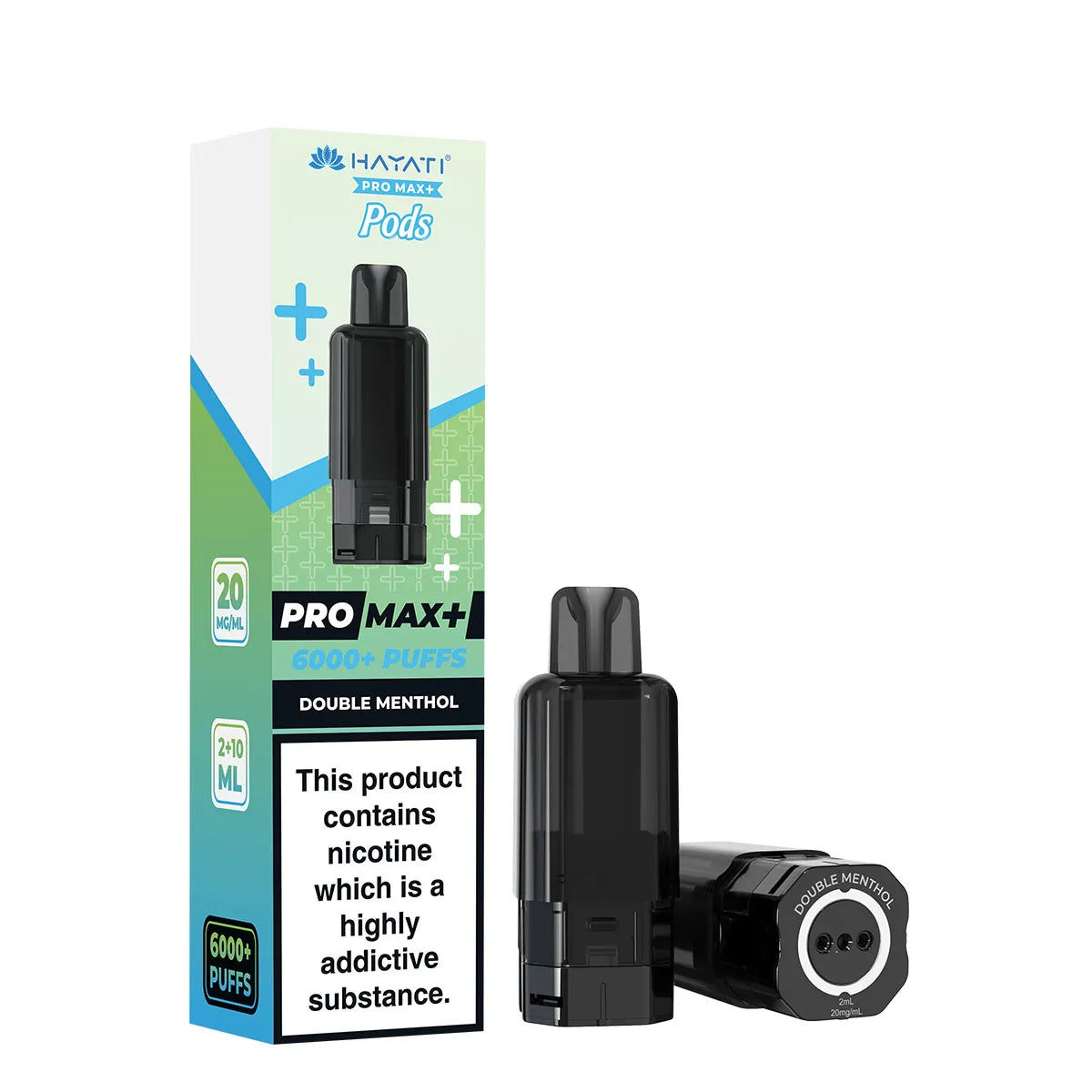 Double Menthol Flavour Hayati Pro Max Plus 6000 Pre-Filled Replacement Pods and Hayati 6000 Refill Pods
