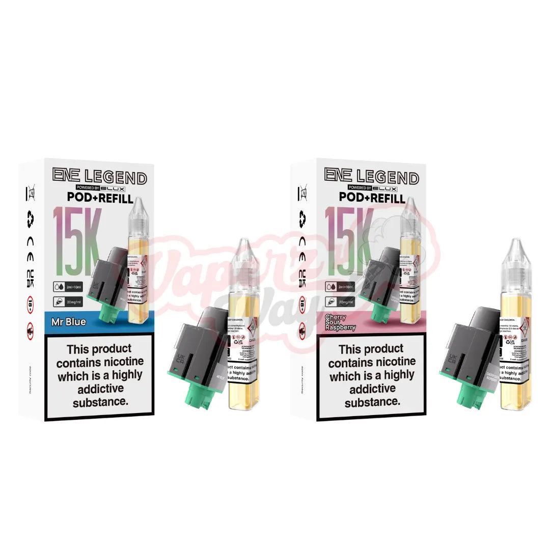 ENE Legend 15K prefilled pods and refill containers
