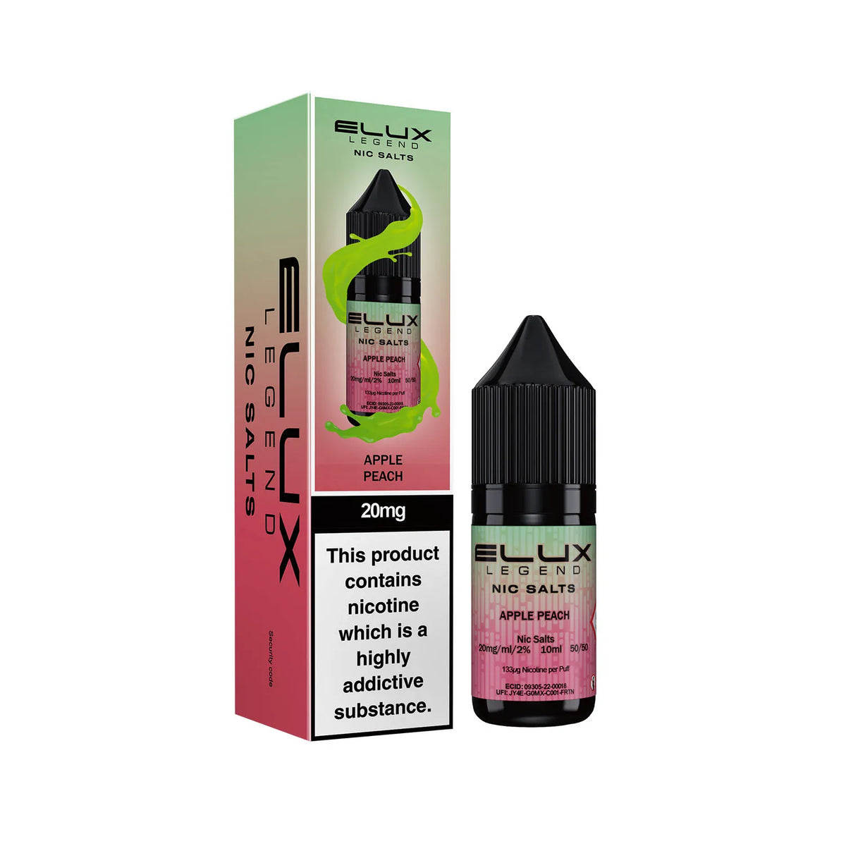 20mg Apple Peach Flavour Elux Legend Nic Salts E-Liquid
