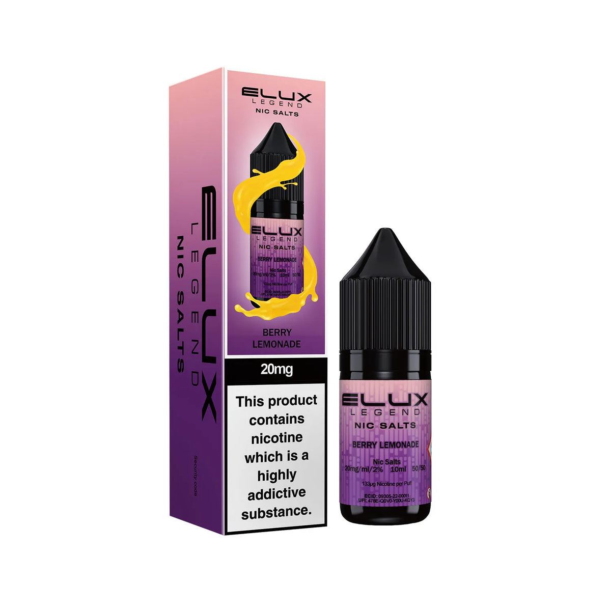 20mg Berry Lemonade Flavour Elux Legend Nic Salts E-Liquid
