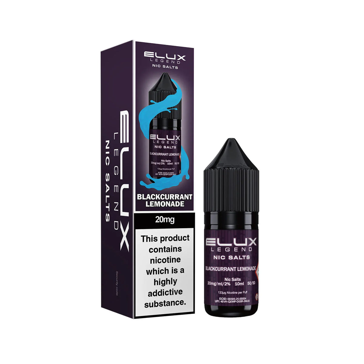20mg Blackcurrant Lemonade Flavour Elux Legend Nic Salts E-Liquid