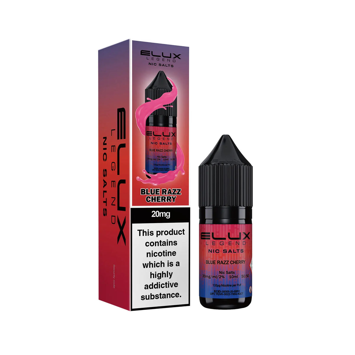 20mg Blue Razz Cherry Flavour Elux Legend Nic Salts E-Liquid
