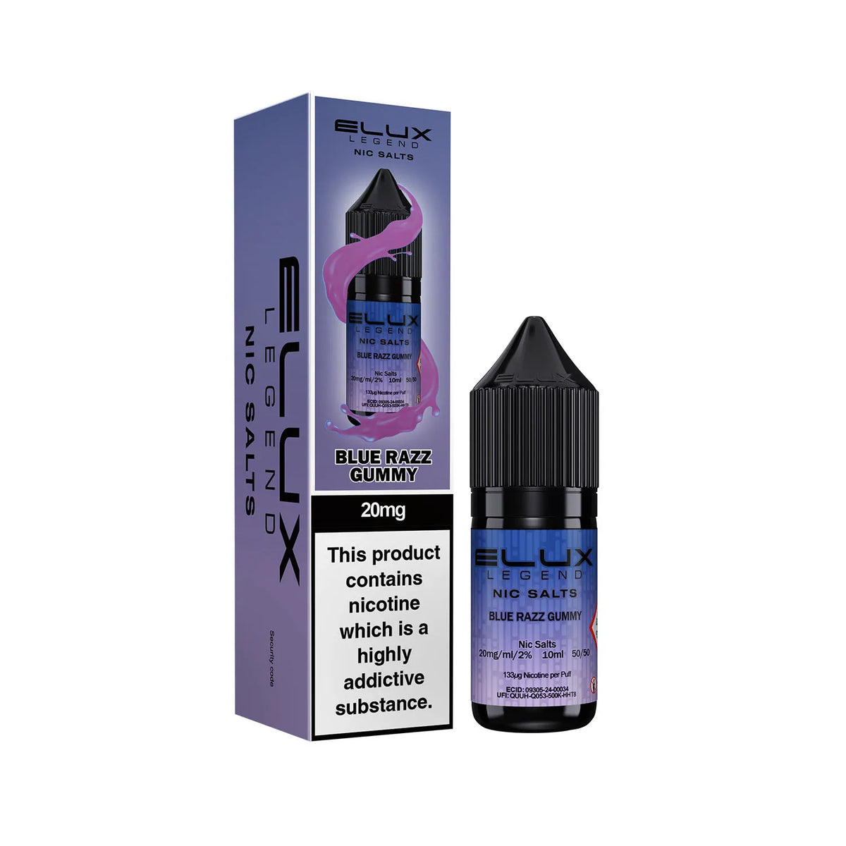 20mg Blue Razz Gummy Flavour Elux Legend Nic Salts E-Liquid