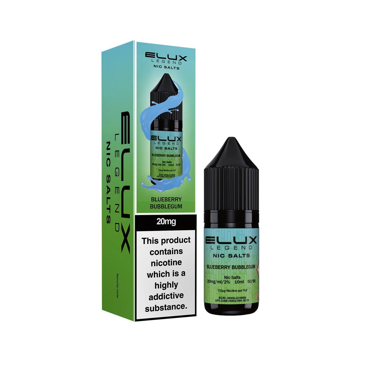 20mg Blueberry Bubblegum Flavour Elux Legend Nic Salts E-Liquid