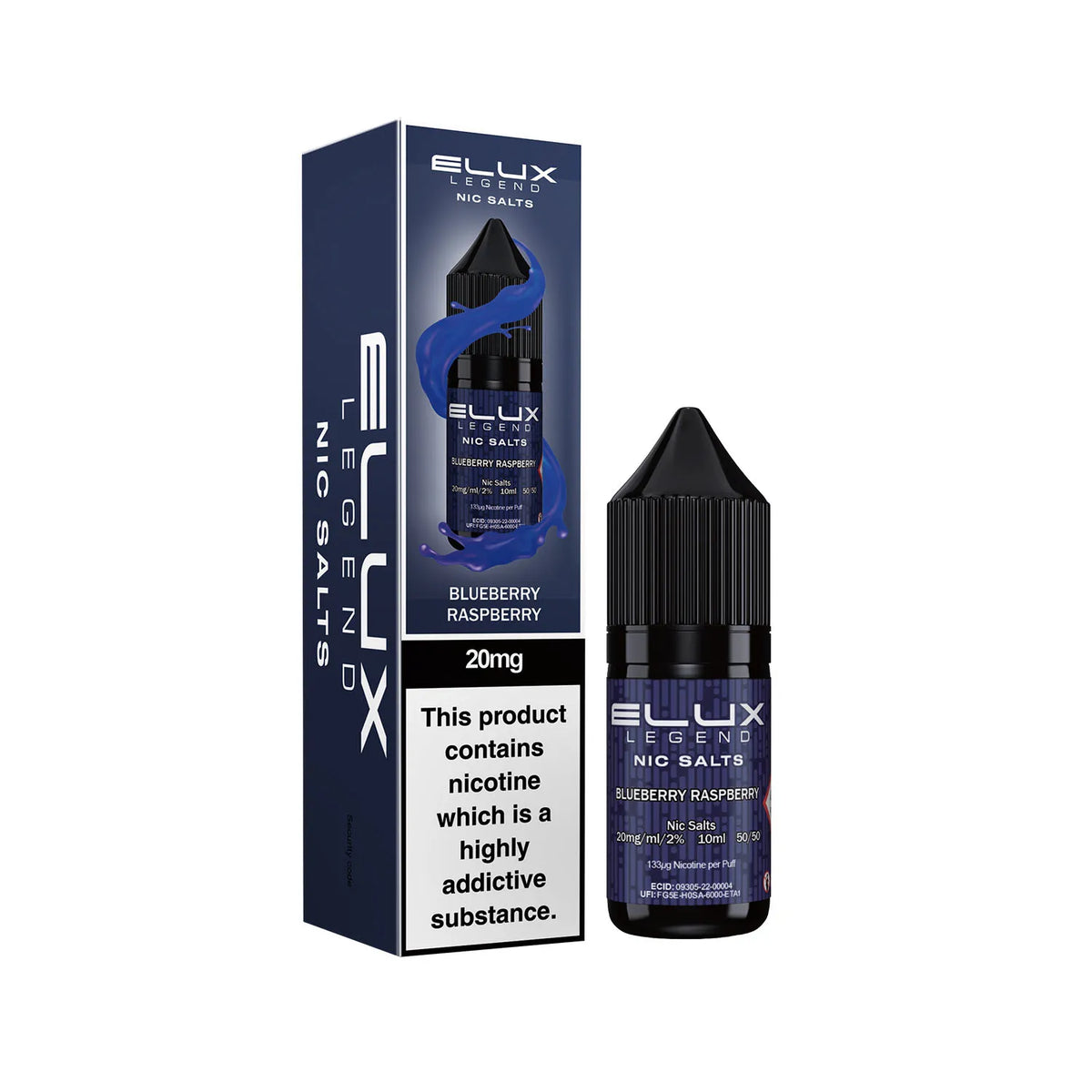 20mg Blueberry Raspberry Flavour Elux Legend Nic Salts E-Liquid