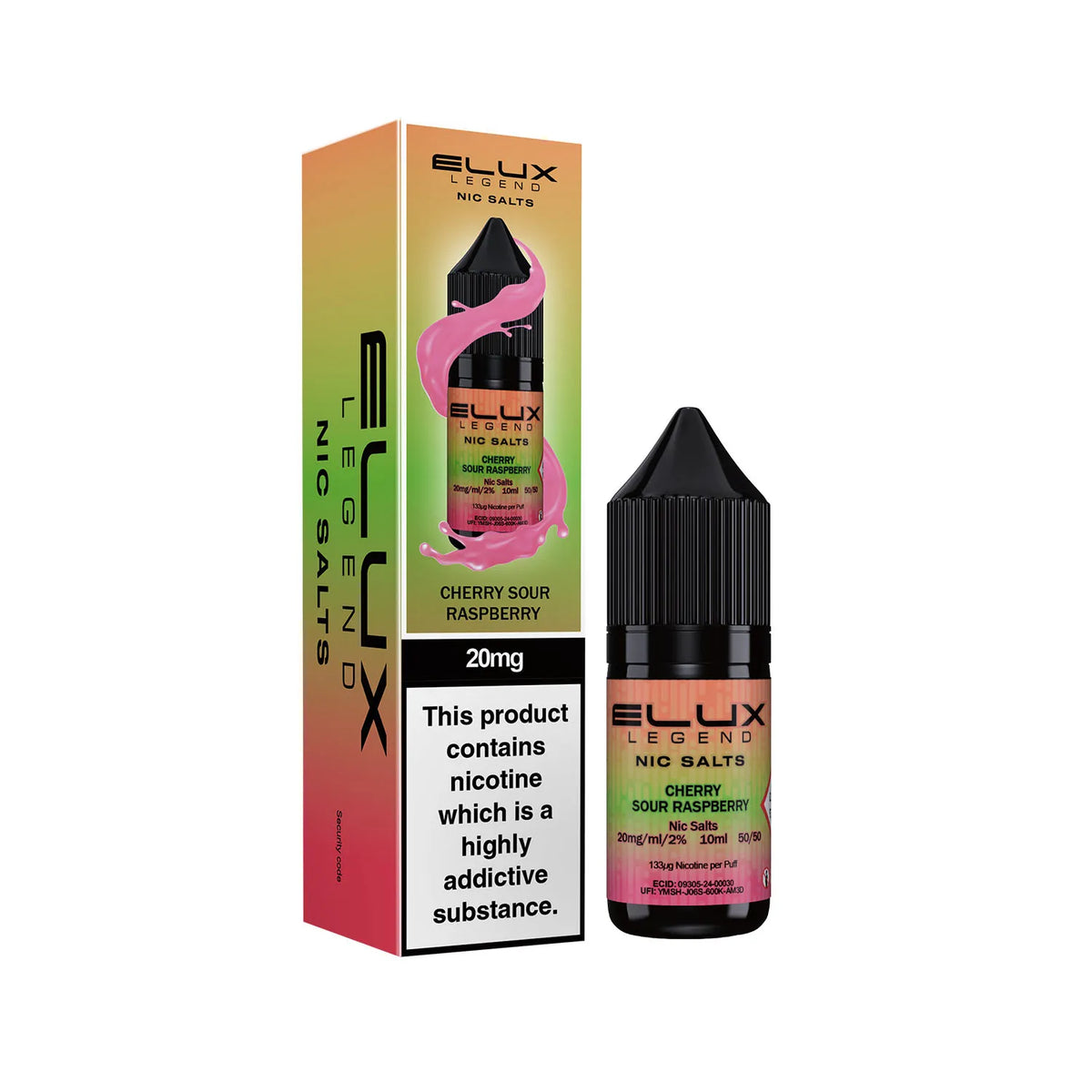20mg Cherry Sour Raspberry Flavour Elux Legend Nic Salts E-Liquid