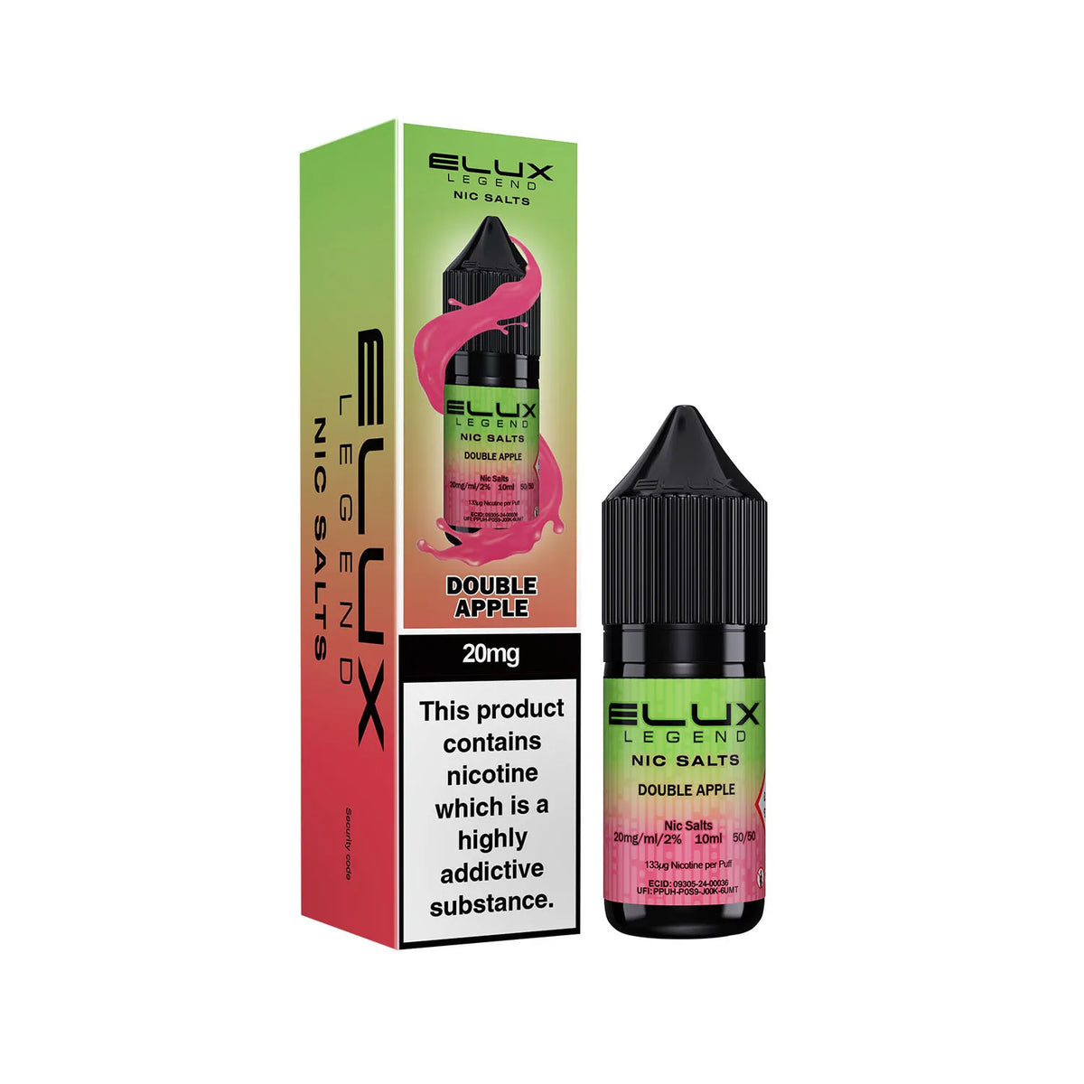 20mg Double Apple Flavour Elux Legend Nic Salts E-Liquid