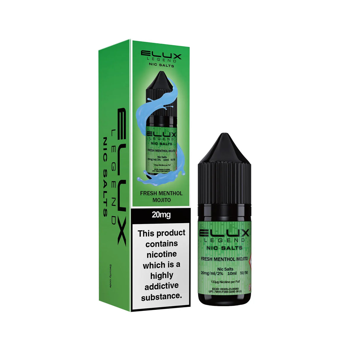20mg Fresh Menthol Mojito Flavour Elux Legend Nic Salts E-Liquid