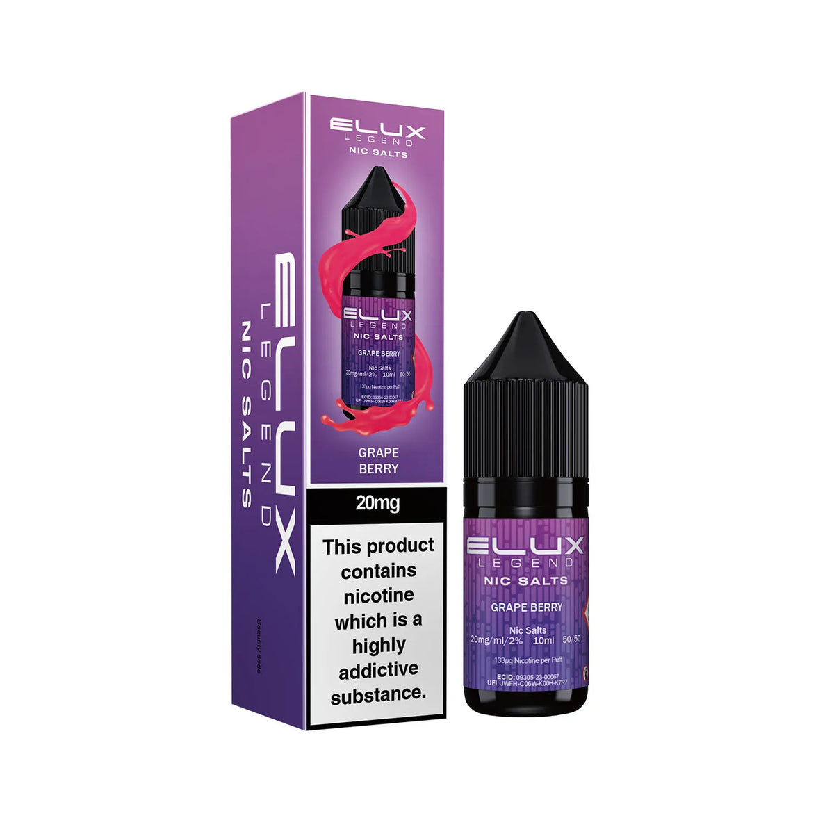 20mg Grape Berry Flavour Elux Legend Nic Salts E-Liquid