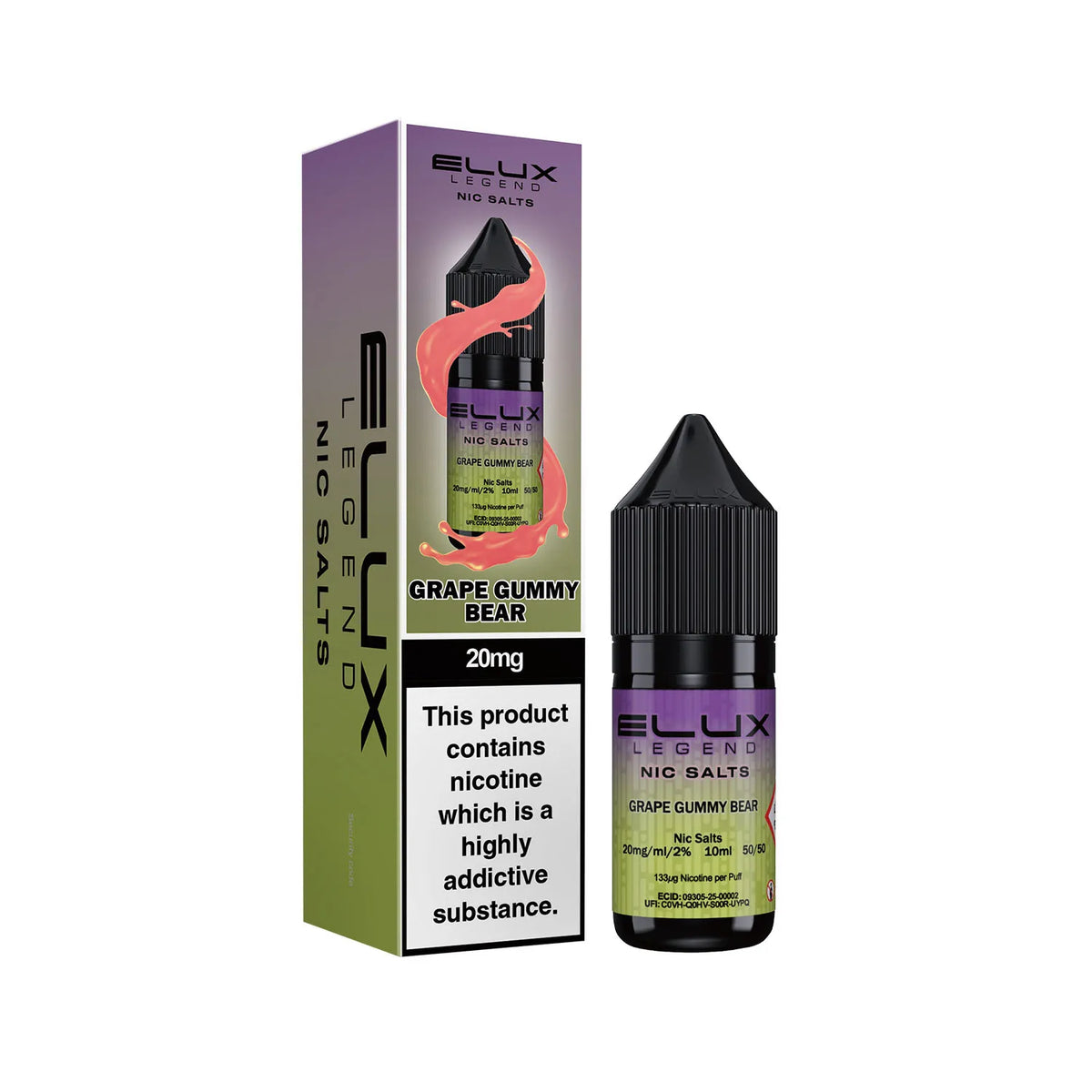 20mg Grape Gummy Bear Flavour Elux Legend Nic Salts E-Liquid