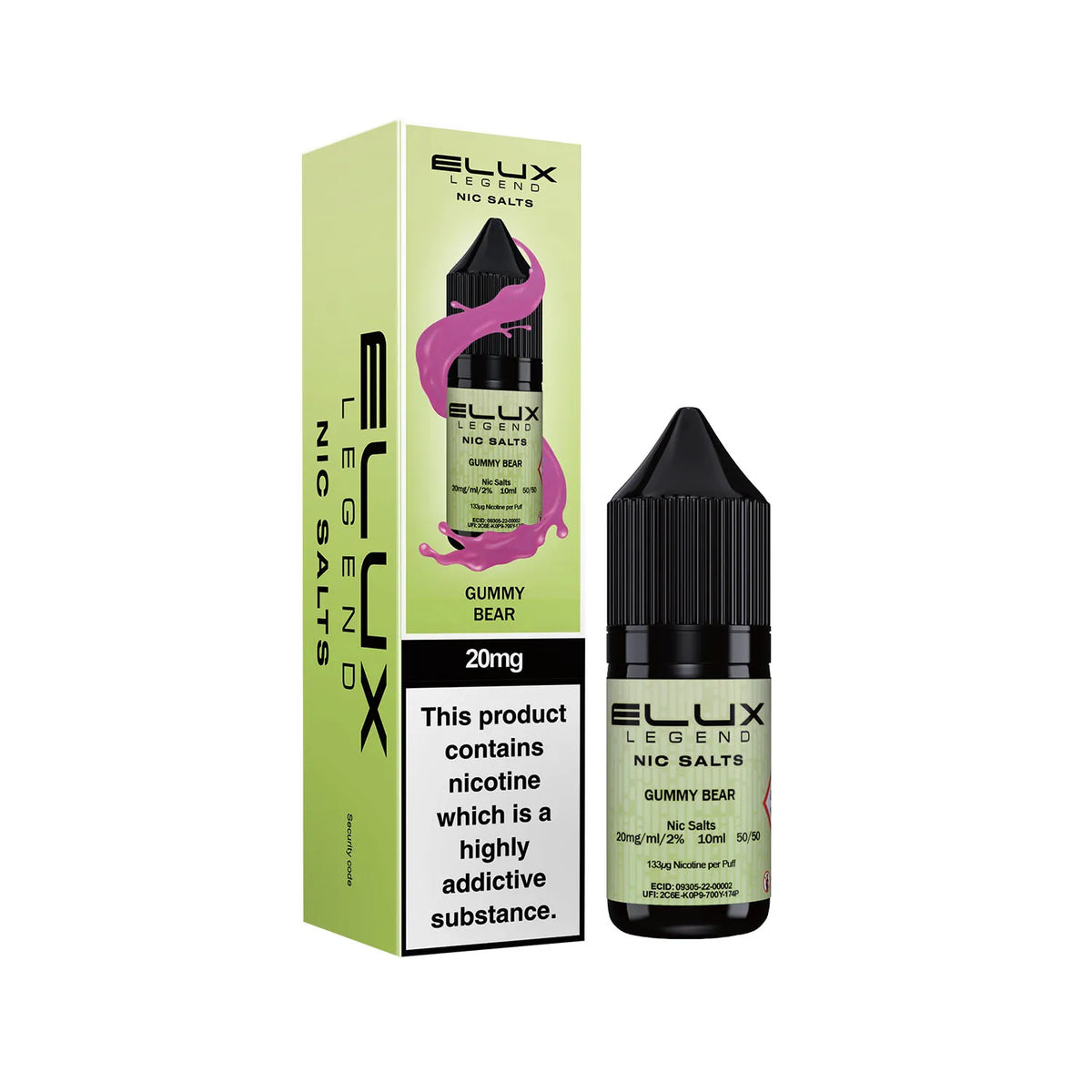 20mg Gummy Bear Flavour Elux Legend Nic Salts E-Liquid