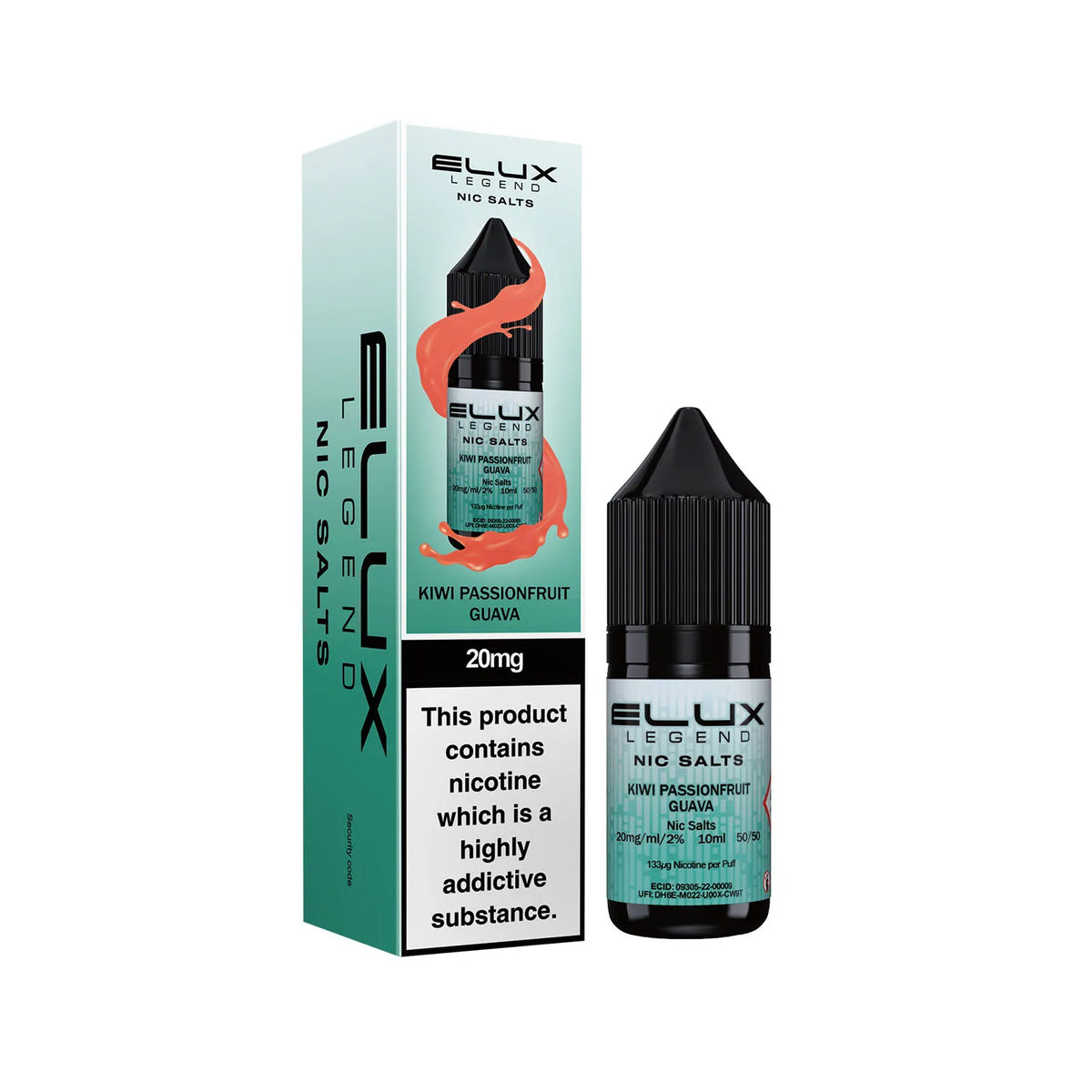 20mg Kiwi Passionfruit Guava Flavour Elux Legend Nic Salts E-Liquid