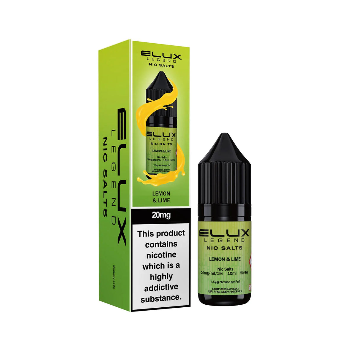 20mg Lemon and Lime Flavour Elux Legend Nic Salts E-Liquid