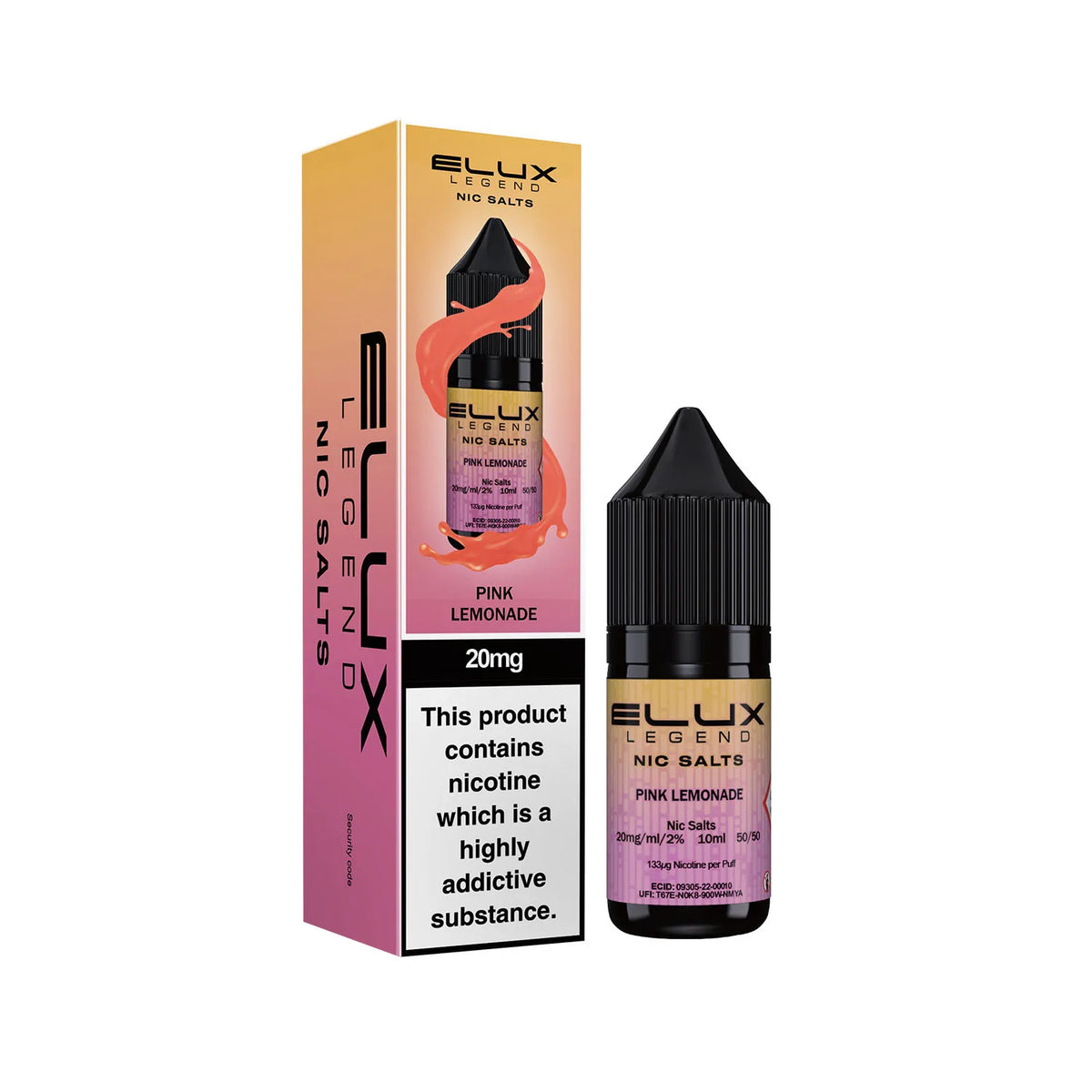 20mg Pink Lemonade Flavour Elux Legend Nic Salts E-Liquid