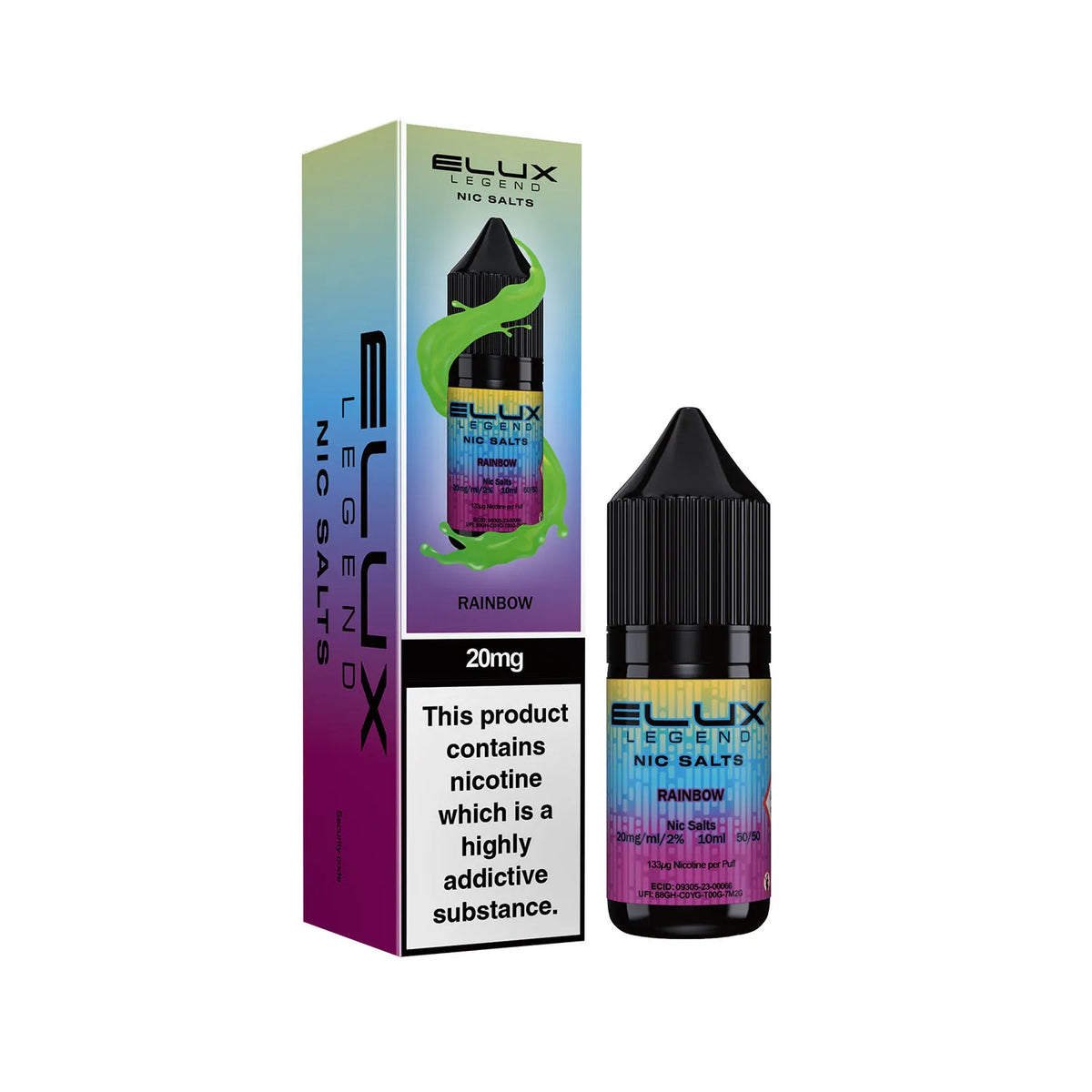 20mg Rainbow Flavour Elux Legend Nic Salts E-Liquid